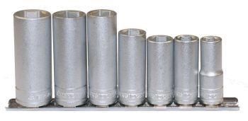 Teng Tools M3807 7 Piece 3/8" Drive 6 Point Deep Metric Socket Clip Rail