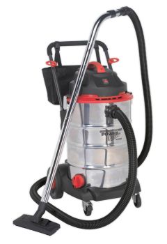 Sealey PC460 Vacuum Cleaner Wet & Dry 60ltr Stainless Drum 1600W/230V