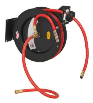 Sealey SA84 Retractable Air Hose Steel Reel 8mtr ⌀10mm ID Rubber Hose