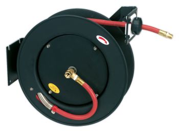 Sealey SA841 Retractable Air Hose Metal Reel 15mtr ⌀10mm ID Rubber Hose
