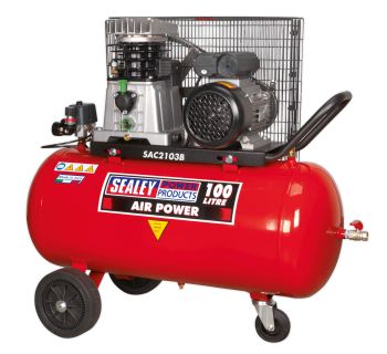 Sealey SAC2103B Compressor 100ltr Belt Drive 3hp with Cast Cylinders & Wheels
