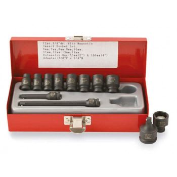 SET04MAGMM - ISS 12 Piece 1/4" Drive Magnetic Metric Regular Socket Set