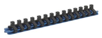 Sealey SR1414 Socket Retaining Rail with 14 Clips Aluminium 1/4"Sq Drive