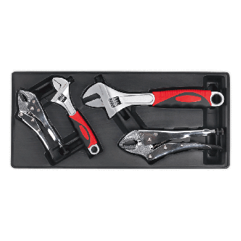 Sealey TBT04 Tool Tray with Locking Pliers & Adjustable Wrench Set 4pc