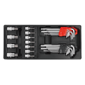 Sealey TBT07 Tool Tray with Hex/Ball End Hex Keys & Socket Bit Set 29pc