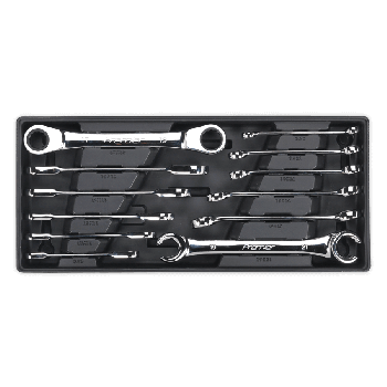 Sealey TBT13 Tool Tray with Flare Nut & Ratchet Ring Spanner Set 12pc