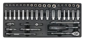 Sealey TBT19 Tool Tray with Socket Set 43pc 1/4"Sq Drive
