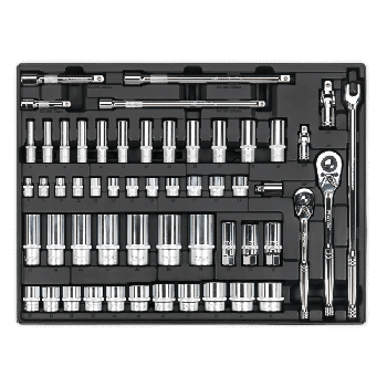 Sealey TBT31 Tool Tray with Socket Set 55pc 3/8" & 1/2"Sq Drive