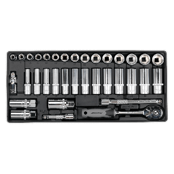 Sealey TBT34 Tool Tray with Socket Set 35pc 3/8"Sq Drive