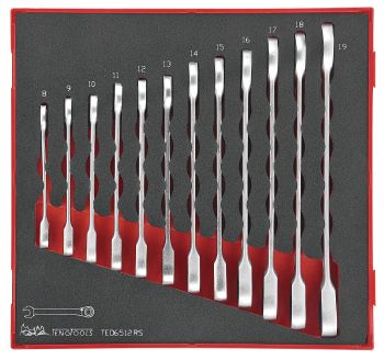 Teng Tools TED6512RS 12 Piece EVA Ratcheting Combination Spanner Set