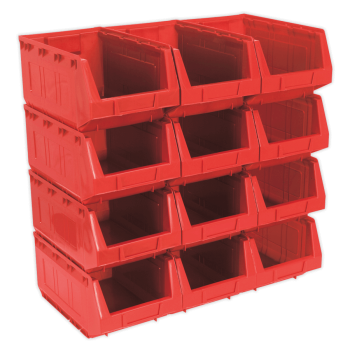 Sealey TPS412R Plastic Storage Bin 210 x 355 x 165mm Red Pack of 12