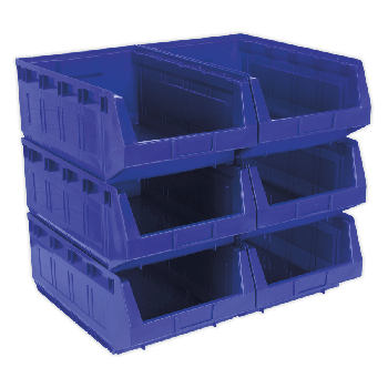 Sealey TPS56B Plastic Storage Bin 310 x 500 x 190mm Blue Pack of 6